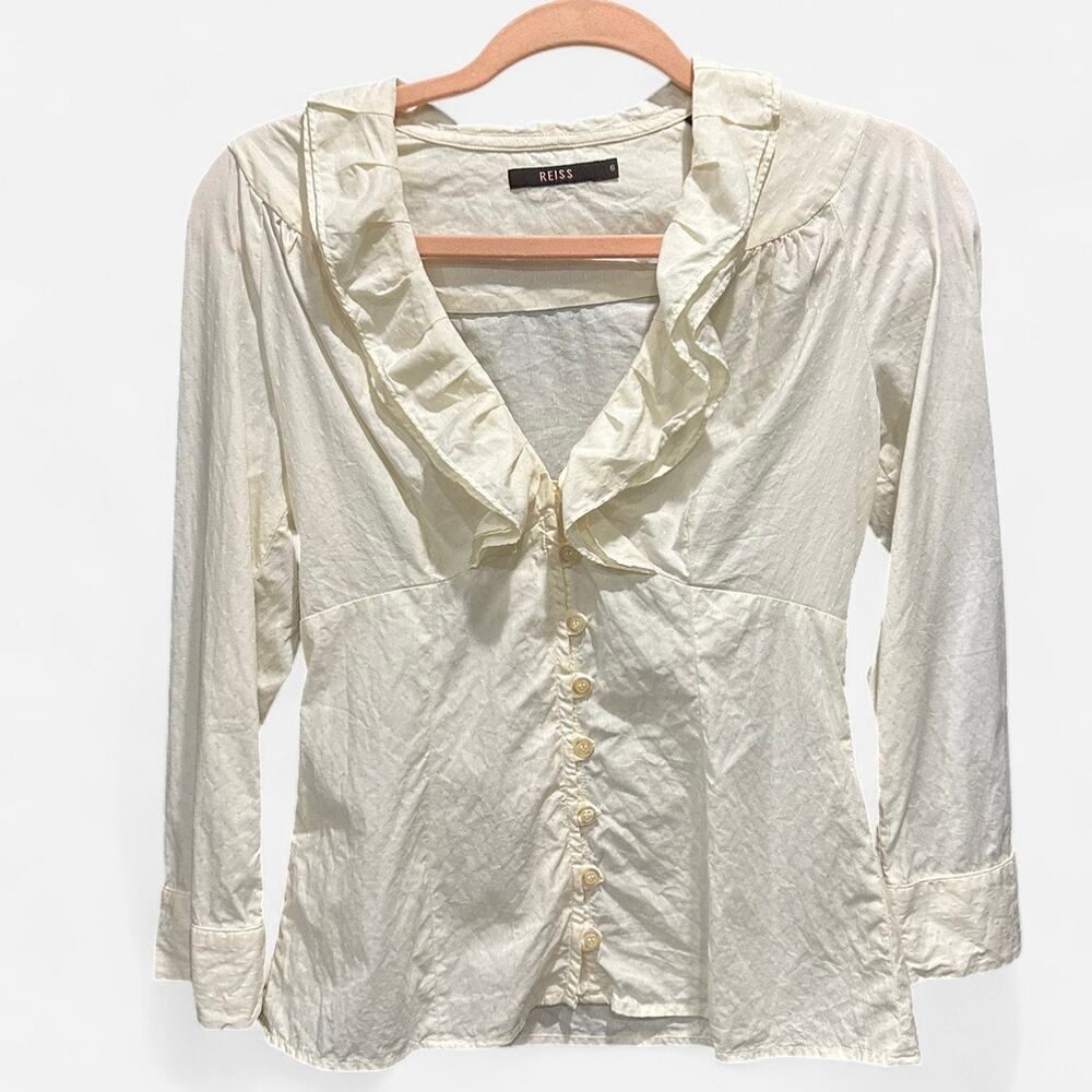 Reiss Cream Ruffle Blouse - Picture 2 of 9